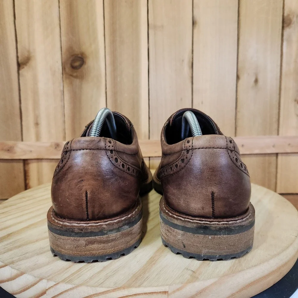 ECCO Vitrus I Wingtip Oxford Shoes Mens 10 44 EU Brown Leather Brogue Dress